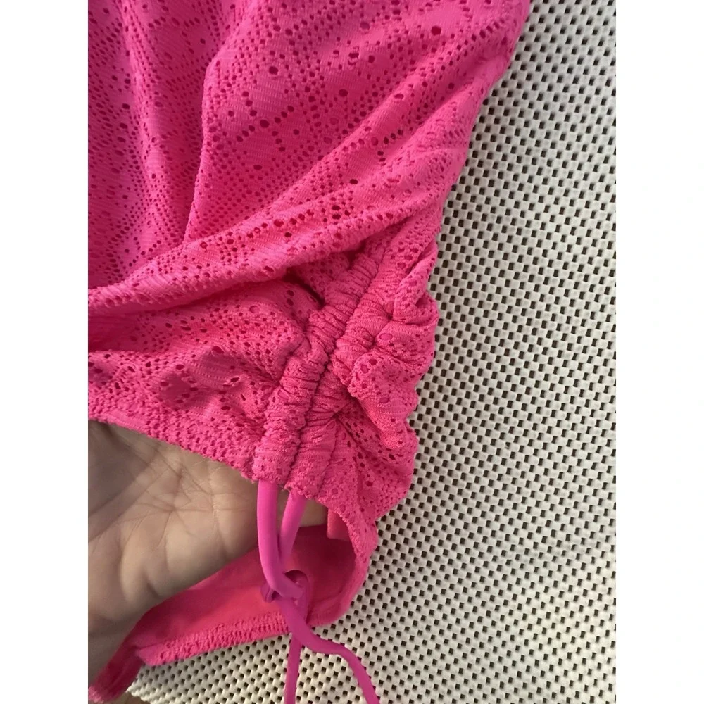Kohls SO Swimsuit Halter One piece 0X XL 12/14 Bathing Suit‎ Eyelet Crochet Pink